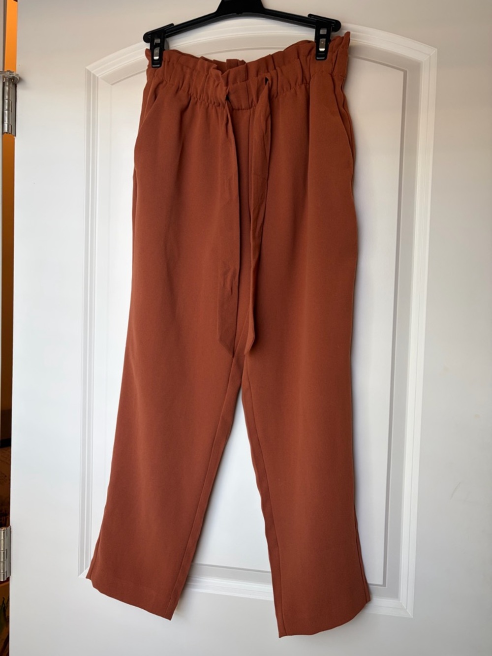 LOFT Women’s Rust Orange Paperbag Waist Straight-Leg Pants